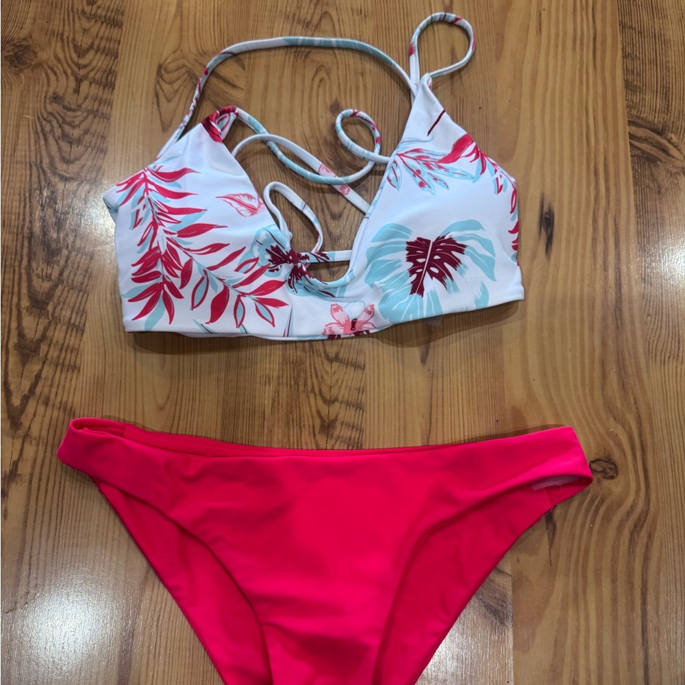 Floral Bikini Set with Pink Bottoms